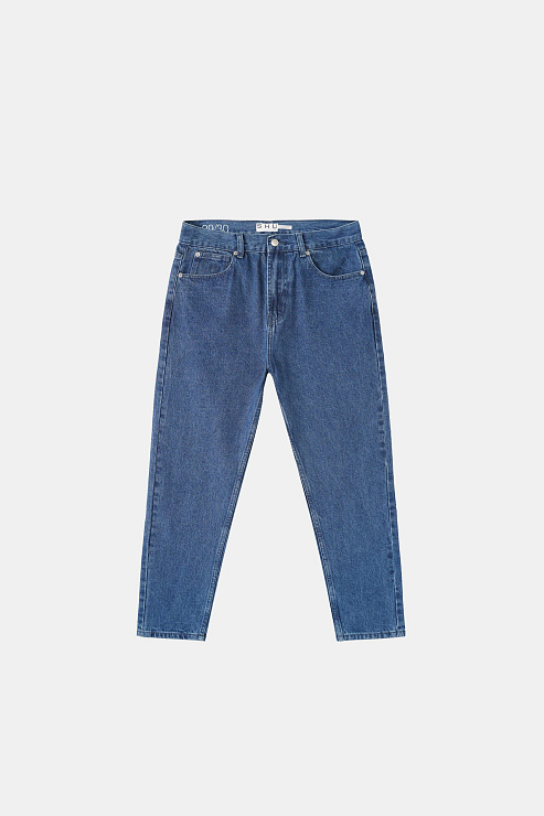 Джинсы зауженные тёмно-синие мужские SHU  