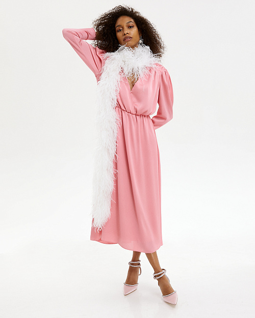 Платье миди с подплечниками розового цвета 2MOOD  